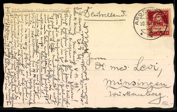 Cartoline postali: AK Arosa, Chalet Montefiore – Usato da Berlin venduto da bartko-reher 1