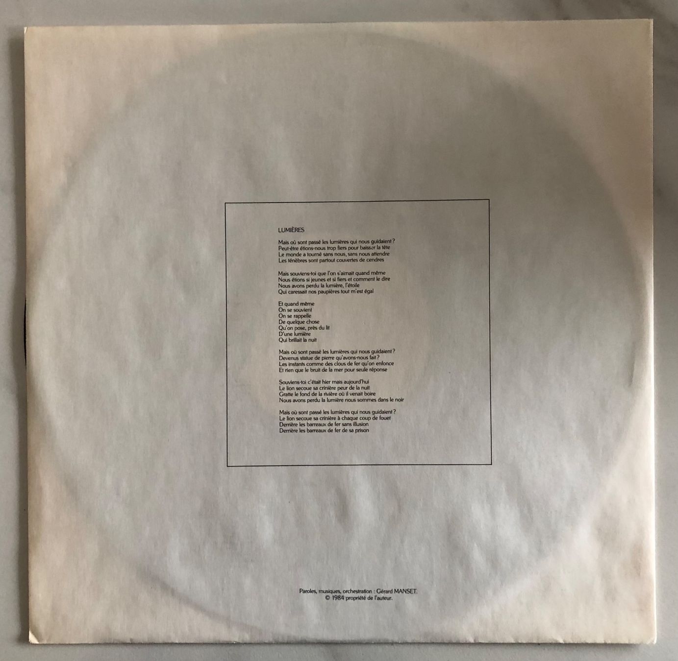 Schallplatten: GÉRARD MANSET - LUMIÈRES – Gebraucht aus Poliez-Pittet von Newtown-Records 2