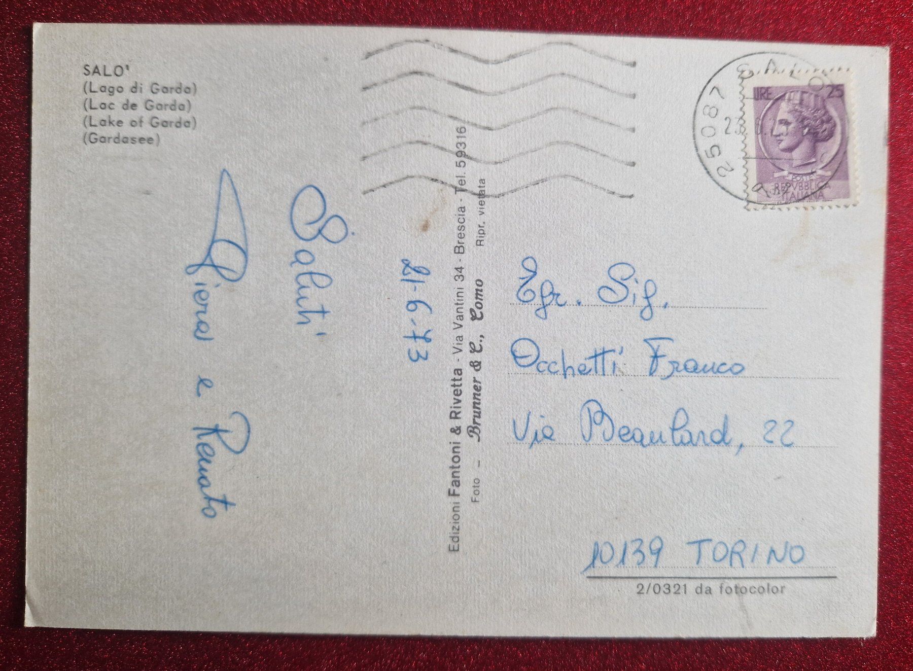 Cartoline postali: Salo 1973 Gardasee, Italien – Usato da Melchnau venduto da Arthurius 1