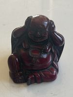 Buddha Figur rot glänzend guter Zustand(S15)