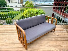 NA0112 Gartensofa 2-Sitzer Holz grau Balkon Lounge Pfister