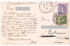 AK Elsass-F nach Basel Freidorf BL frank. Weiterleitung 1926