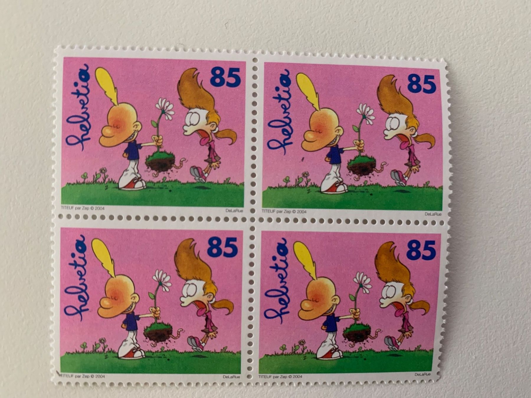 Tutti i francobolli: 2004 Sondermarken "Comics-Titeuf" Abart Bienchen ü. Blümchen – Usato da Willisau venduto da Repfuesch