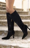 Stiefel schwarz Wildleder Optik Absatz Reissverschluss