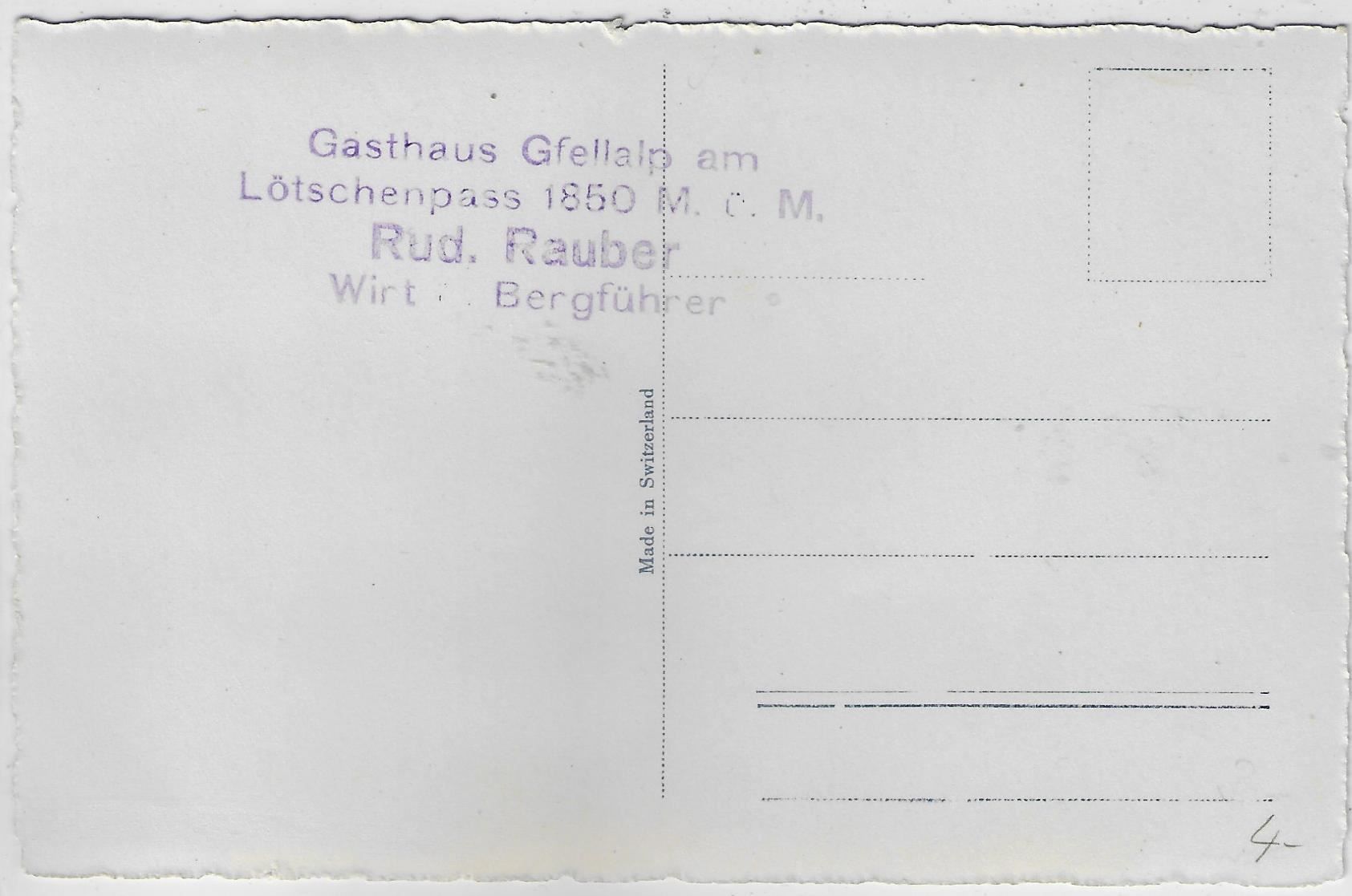 Cartoline postali: Lötschenpass-Gfellalp (Gasthaus) – Usato da Ettingen venduto da Kartenplanet 1