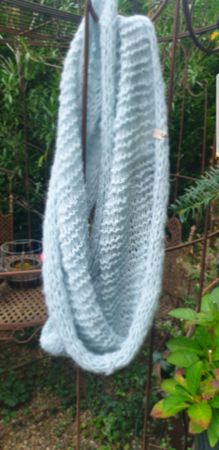 RUNDSCHAL - LOOP - Alpaka Mohair - eis/Baby blau - hand made