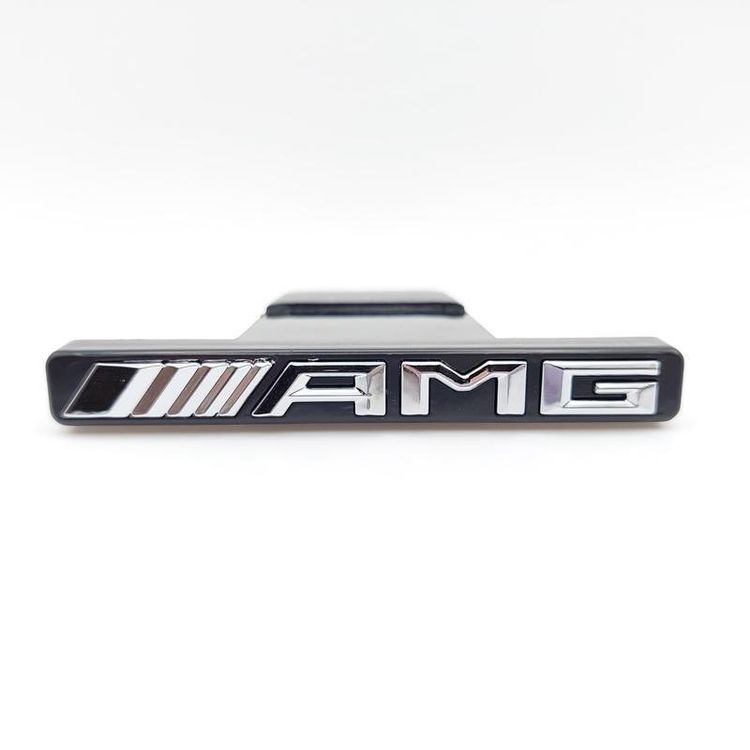 Silver 3D AMG Emblem / Front Grille Logo For Mercedes Benz – Panamericana Style – No Drilling