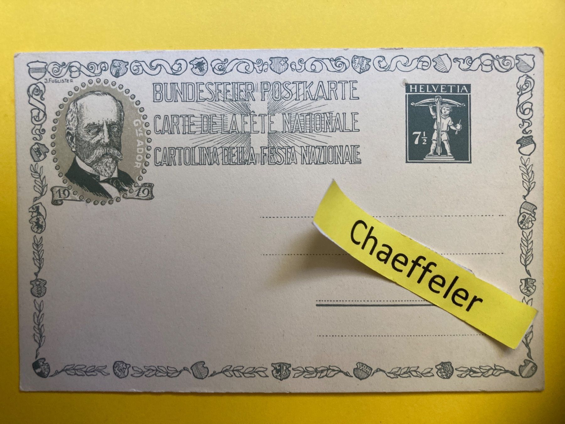 Cartoline postali: Bundesfeier Postkarte – Usato da Zürich venduto da Chaeffeler 1