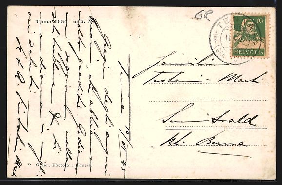 Cartoline postali: AK Tenna, Panorama mit Kirche, 1925 – Usato da Berlin venduto da bartko-reher 1