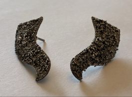 Earrings textured design dark metal, like new