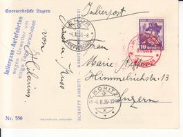 1. Winteralpenpost 1935 Karte Spreubrücke Luzern