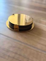 Untersetzer Set goldfarben mit Halter neuwertig