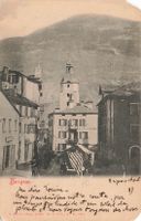 Brig (VS) – Stadtansicht mit Turm und Hôtel d’Angleterre