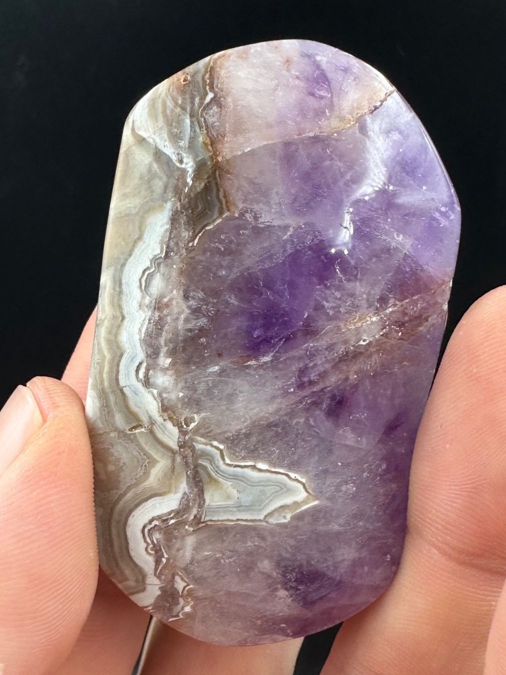 Minerali & Pietre curative: Amethyst mit Achat Handschmeichler Heilstein – Nuovo e nell'imballaggio originale da Männedorf venduto da Handschmeichler