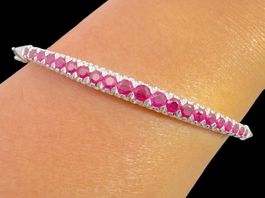 Rubine 1.1ct Tennis Stil Armband 18k WG Länge 16.5cm *S1768