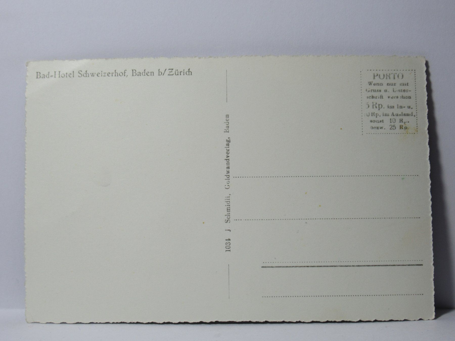 Cartoline postali: Bad - Hotel Schweizerhof , Baden  , Garten – Nuovo (secondo la descrizione) da Grenchen venduto da Bluemchen1900 1
