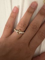 Ring Buchstabe S mit Zirkonia Goldfarben Neu