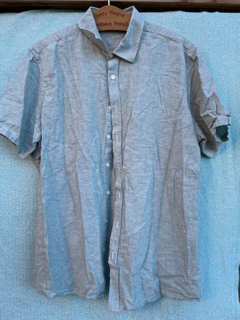 LIVERGY Kurzarm Hemd Herren Gr. 43/44 55% Leinen