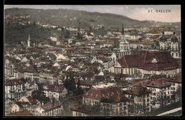 AK St. Gallen, Ortsansicht mit Kirchen