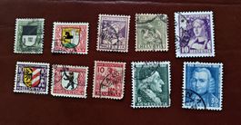 10 Francobolli Svizzeri "Pro Juventute" (1922-1941) – Usati