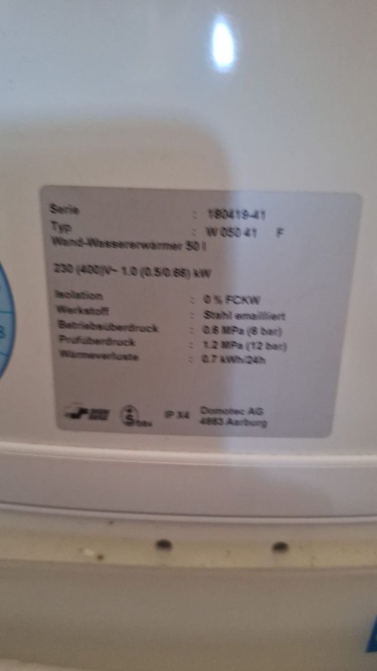 Sanitari: 50 Liter  Warmwasserwand Boiler – Nuovo e nell'imballaggio originale da Benzenschwil venduto da 16hag 3