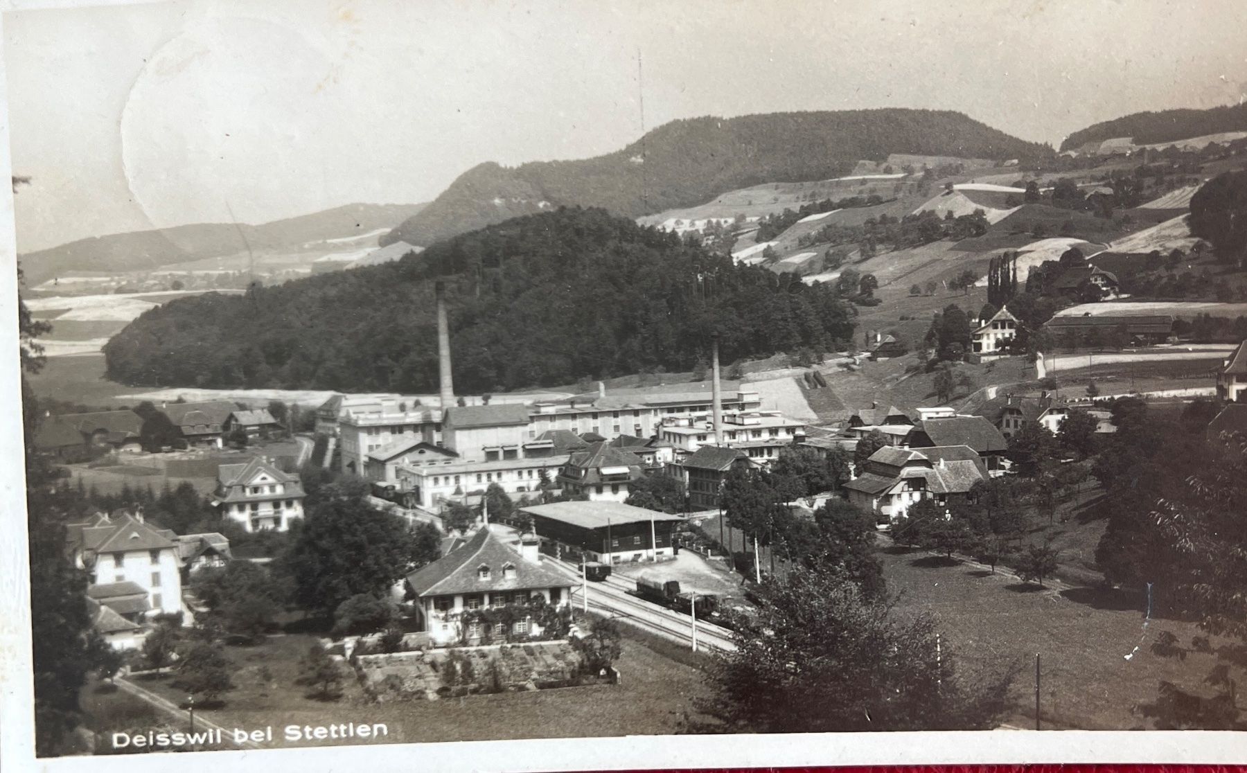 Ansichtskarten: Ansichtskarte Deisswil bei Stettlen 1943 mit Papierfabrik – Gebraucht aus Oberhofen Thun'see von SwissTreasure 1