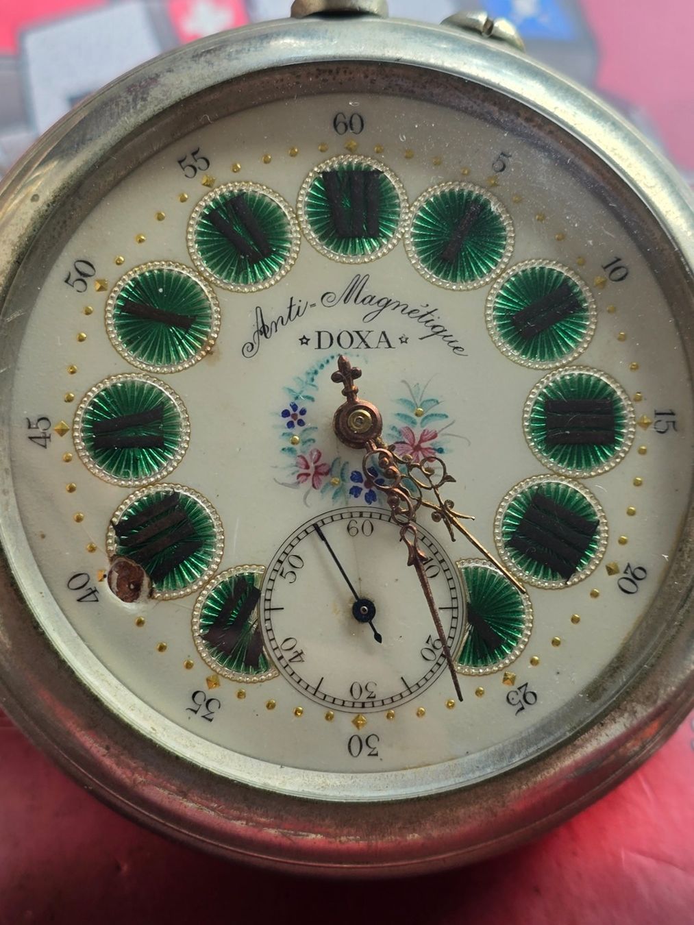 Doxa Orologi: 2 Doxa Goliath Eisenbahn Taschenuhr HA – Usato da Muri AG venduto da Corredor