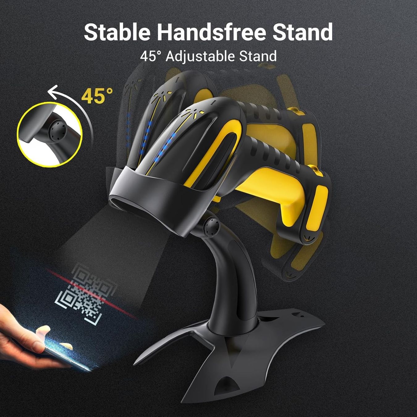 Scanner: Tera 2D QR Barcode Scanner kabellos 8100 Gelb mit Ständer – Nuovo e nell'imballaggio originale da Suhr venduto da SchnapperCH 5