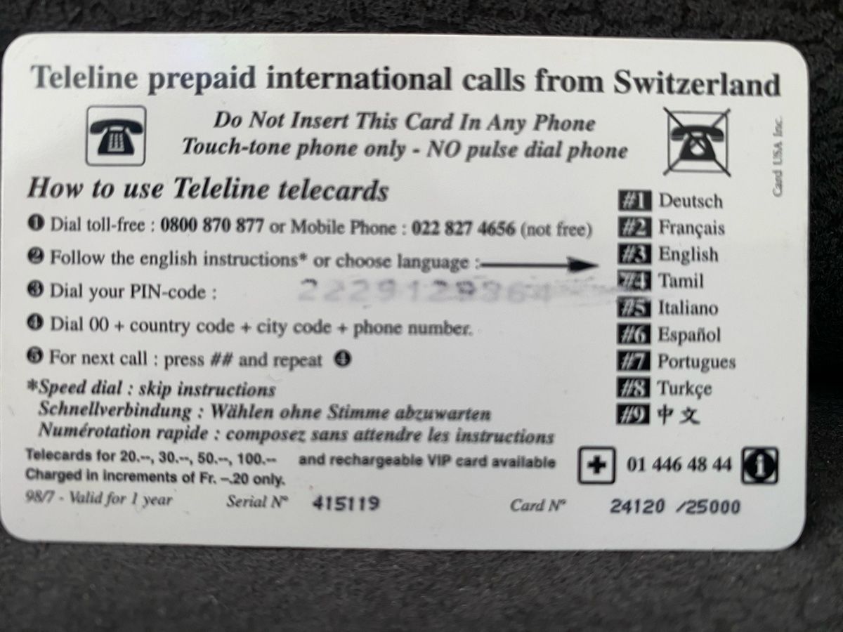 Telefon- & Taxkarten: Teleline – Gebraucht aus Lausanne von babacard10 1