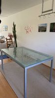 Esstisch Glas 150x90 cm  Metallgestell