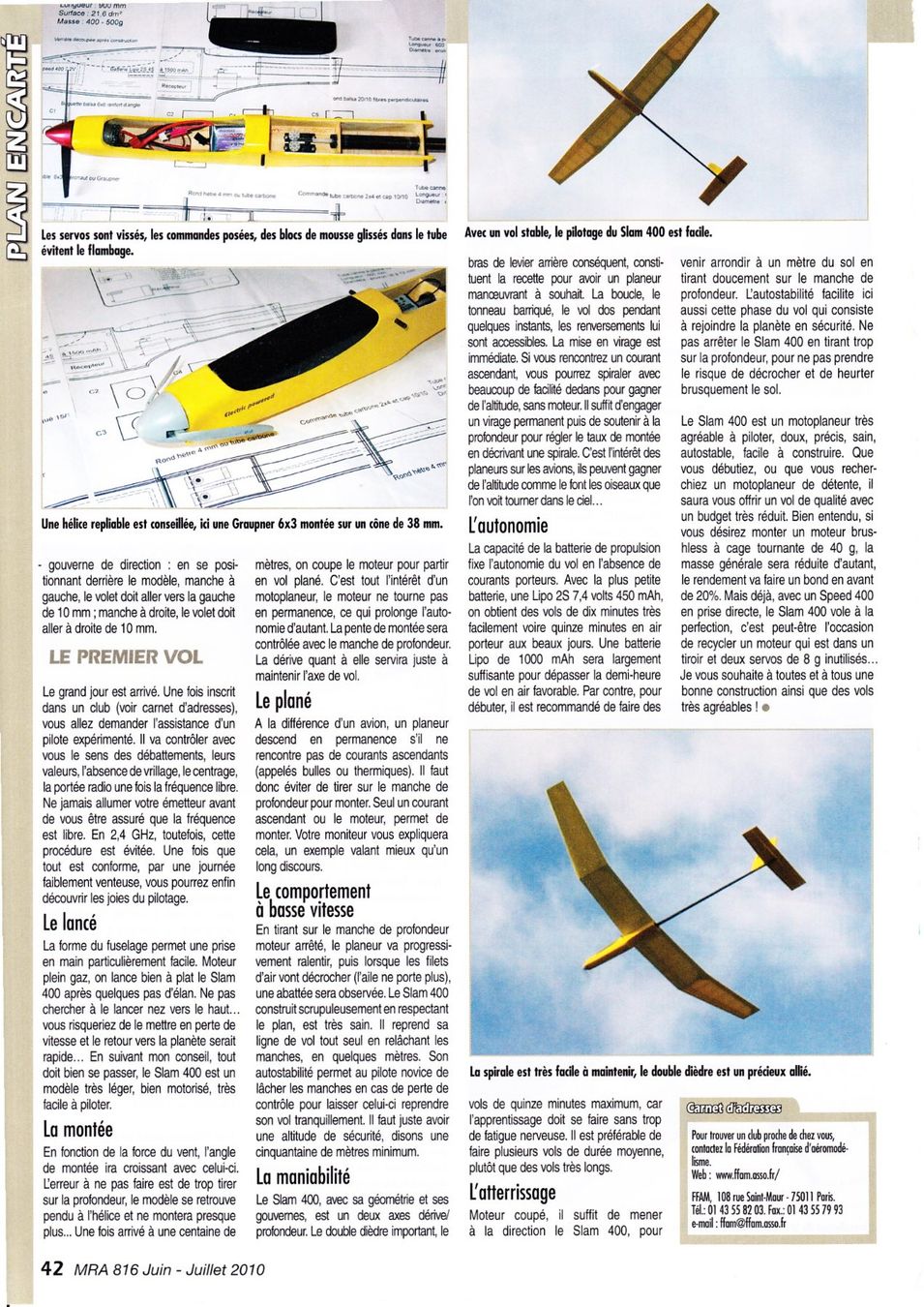 Modellismo RC: Bauplan RCSegler Plan Planeur éléctrique débutant "SLAM 400" – Usato da Genève venduto da Hucotra 7
