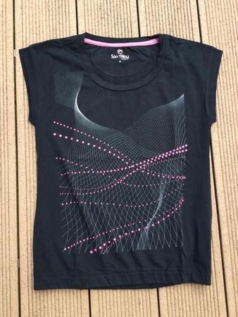 T-shirt noir motifs pink/blanc SPORT WAY