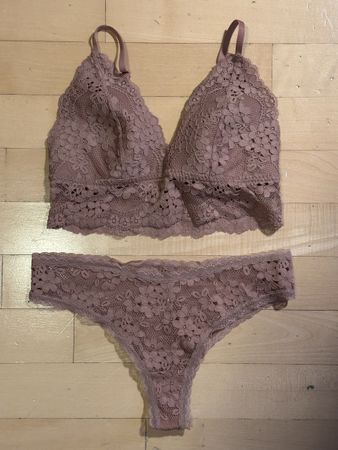 H&M Set, Grösse S, Spitze, Mauve, BH und Slip, Neuwertig!
