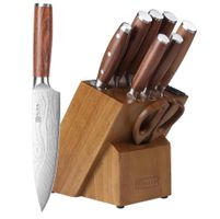PAUDIN 10-teiliges Küchenmesserset, Holzblock, Schärfer, Neu