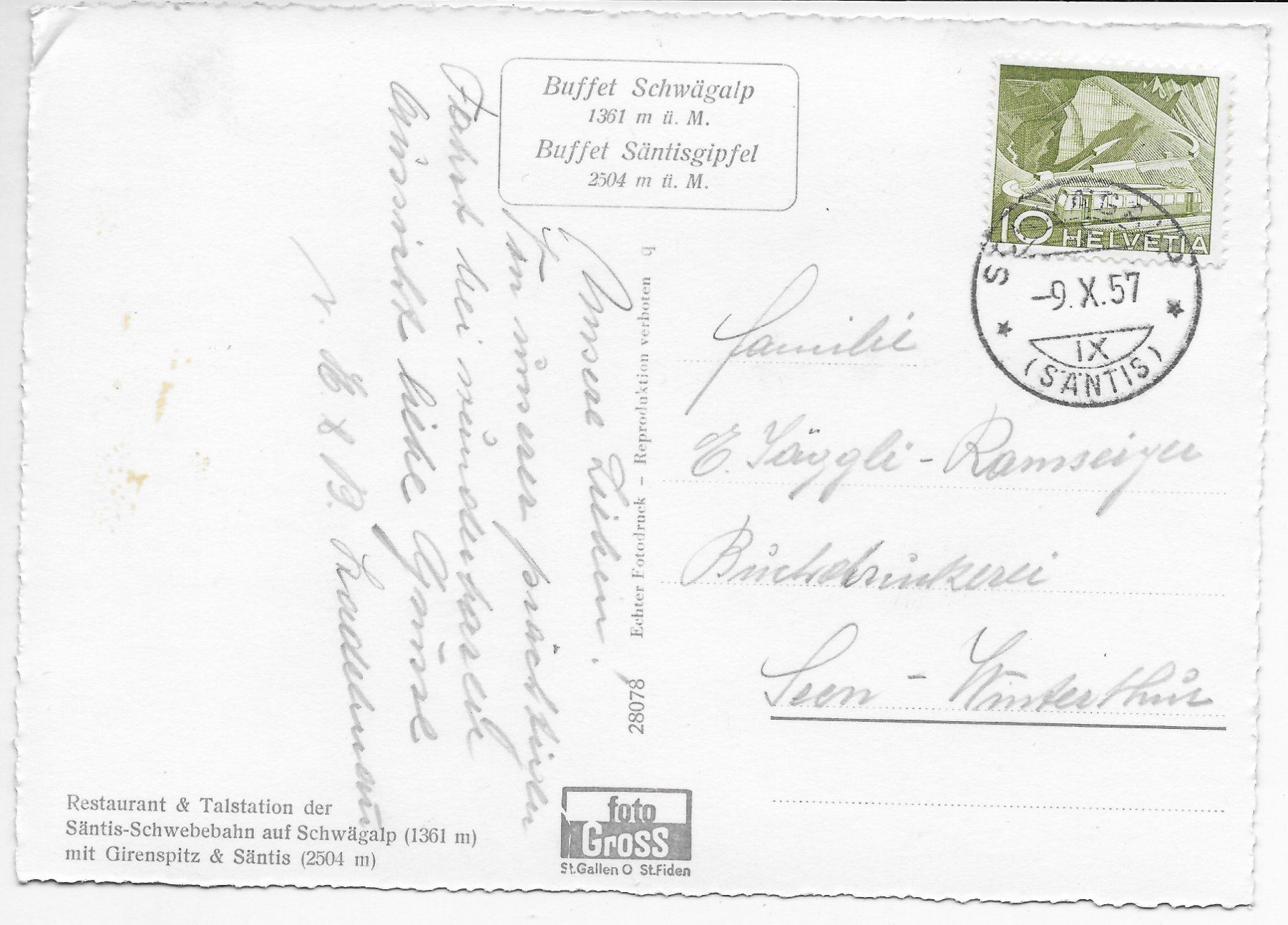 Cartes postales: Restaurant & Talstation der Säntis-Schwebebahn – D'occasion à Hefenhofen par Richsalz 1