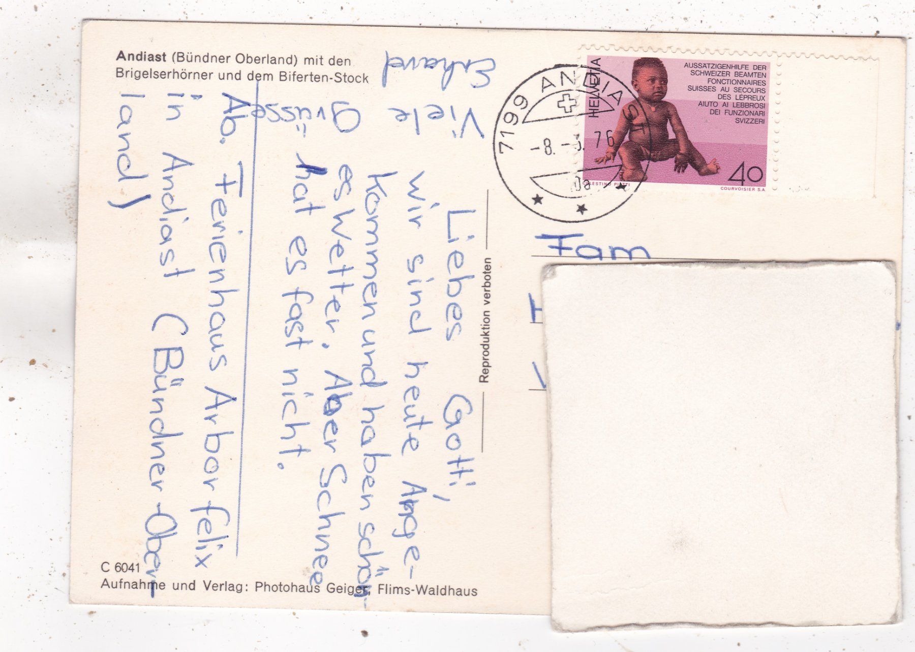 Cartoline postali: Andiast 1976 – Usato da Herisau venduto da Lisegrat2008 1