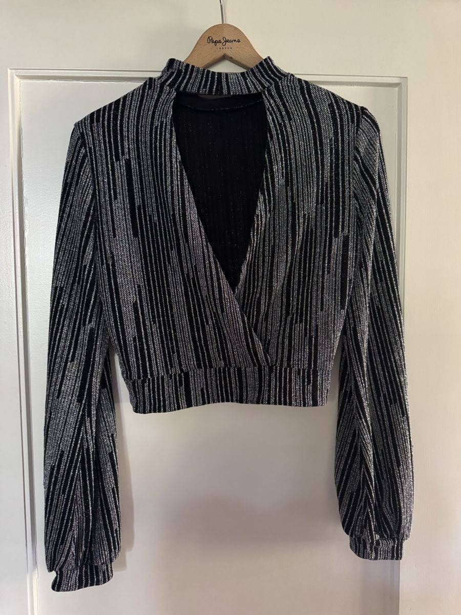 Top: Top donna paillettes nere argento manica lunga – Nuovo (secondo la descrizione) da Basel venduto da pedacitos