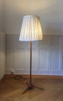 Vintage Holz-Stehlampe mit Stoffschirm 50er Jahre