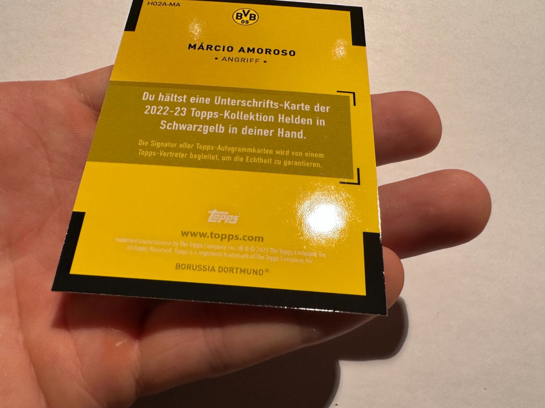 Panini Carte collezionabili: 2022 Topps BVB Set Marcio Amoroso Auto – Usato da Hagendorn venduto da Pokecollectorch 3