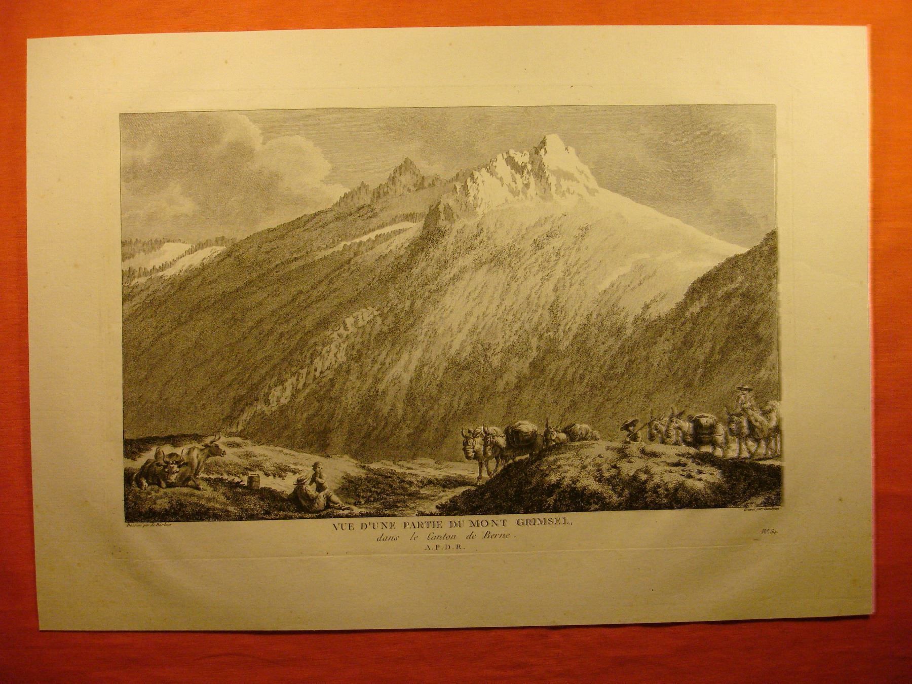 Incisioni: GRIMSEL, KUPFERSTICH 1788, MAULTIERE – Usato da Grüningen venduto da Kartensammler 1