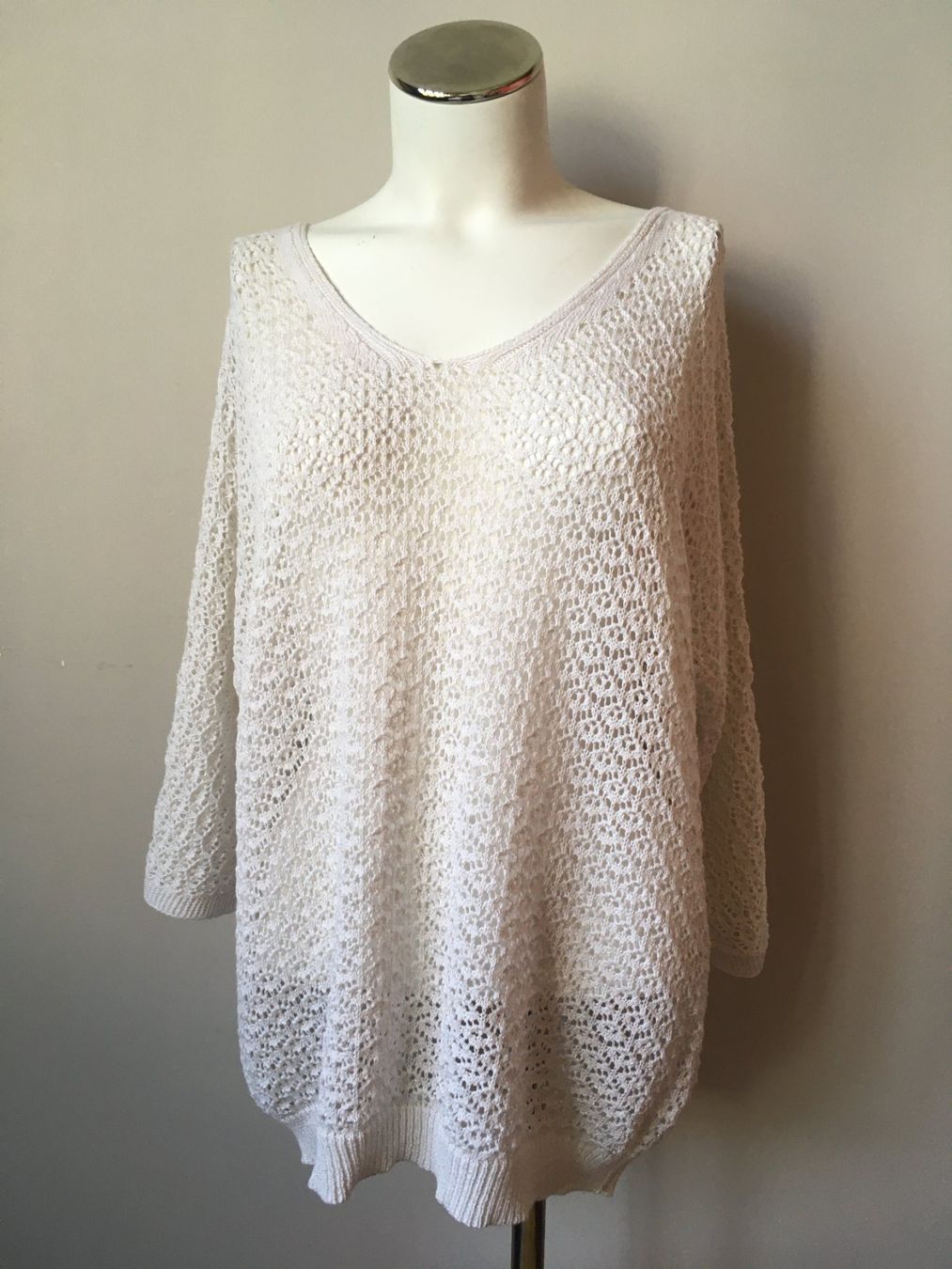 Zebra Top: Pull d'été ajouré blanc - L - 87% coton – Usato da Troinex venduto da Irisglo 1