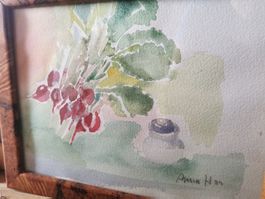 Original Aquarell Stillleben Malerei Wandbild Kunst