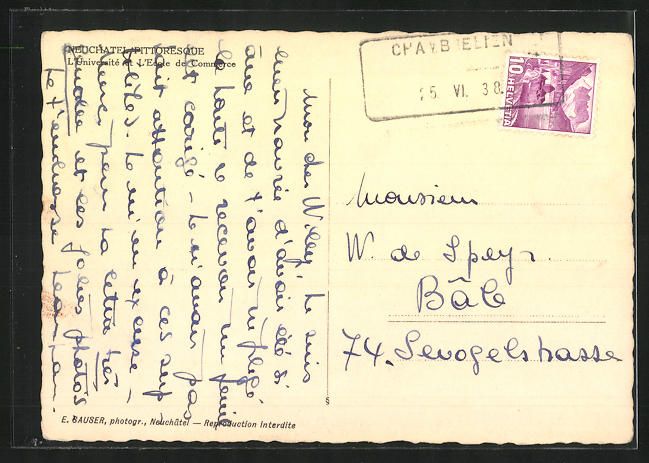 Cartoline postali: Neuchatel, L'Universite et L' Ecole de C – Usato da Berlin venduto da bartko-reher 1