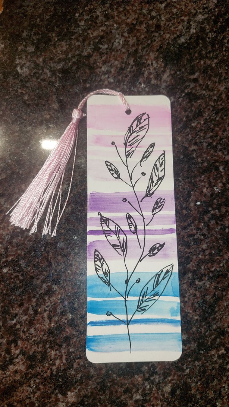 Sonstiges zum Sammeln & Seltenes: Handgemachtes Lesezeichen mit Blumenmuster, Aquarellstil – Neu und originalverpackt aus Erlinsbach von pfunky