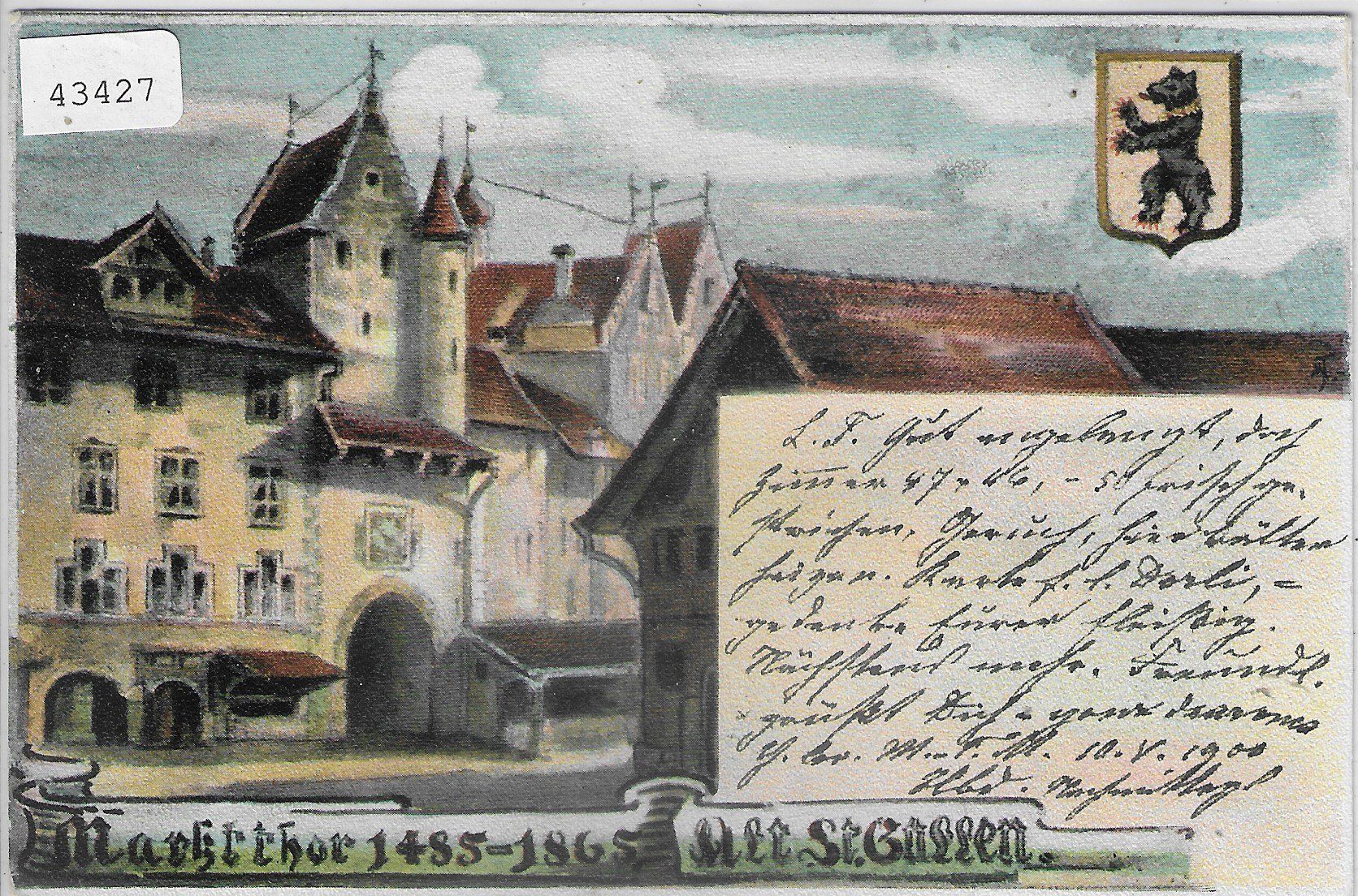 Cartoline postali: Alt-St. Gallen - Marktthor – Usato da Ettingen venduto da Kartenplanet