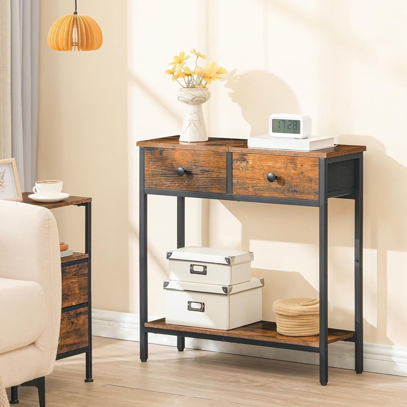 Tavoli: Konsolentisch schmal mit 2 Schubladen, schmaler Flurtisch – Nuovo e nell'imballaggio originale da Affoltern am Albis venduto da scrapbooking 1