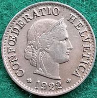 Pièce de 5 ct suisse 1922