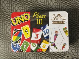 UNO, Phase 10 und Snappy Dressers Kartenspiel, neu Sealed