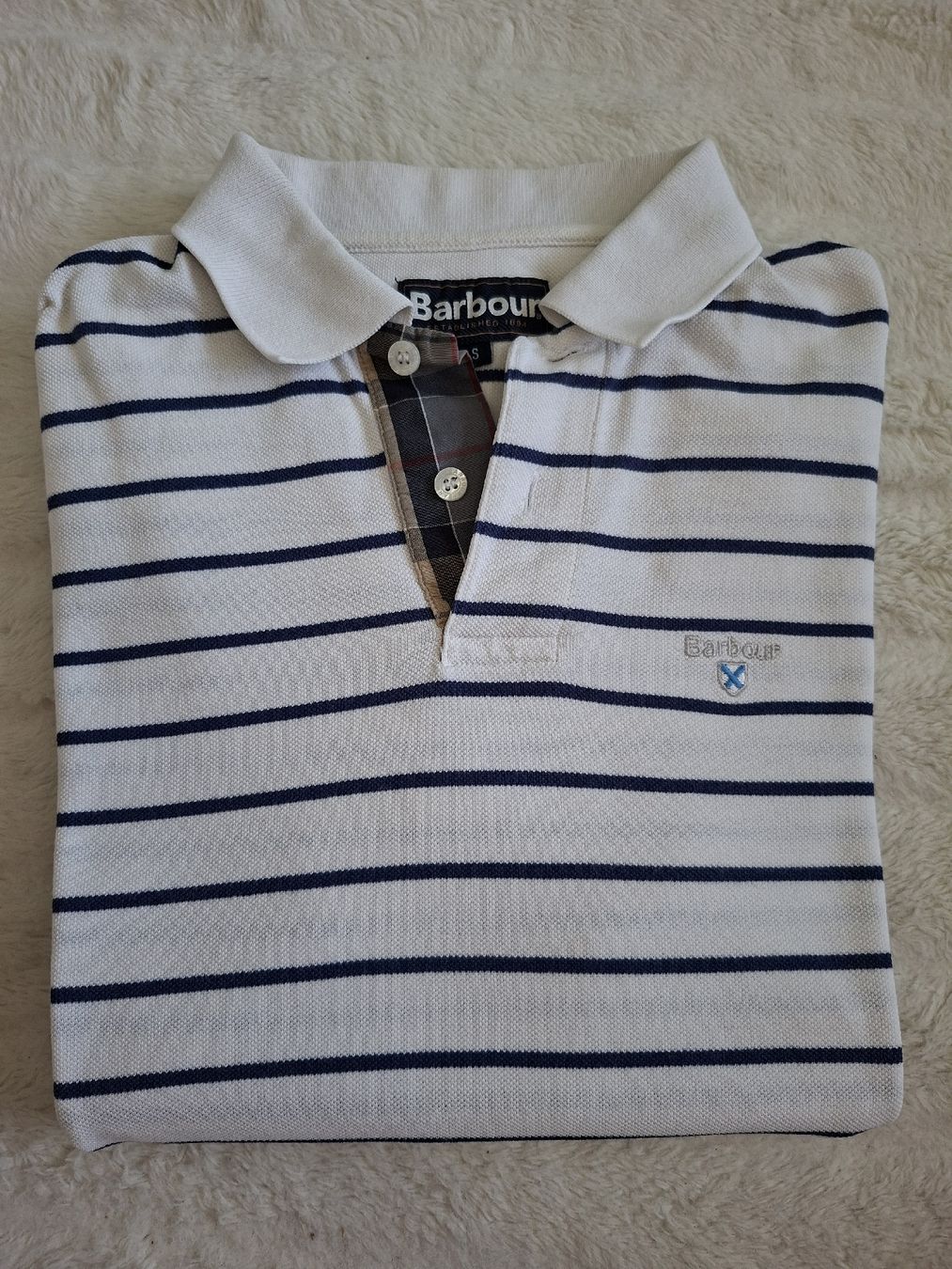 Barbour Magliette Polo: Polo Barbour rayé blanc et bleu taille S  – Usato da Renens VD venduto da ser_j2fn