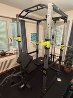 Kraftstation/Power Rack inkl. Bank, Gewichten & Gummimatten